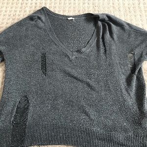 grey distressed sweater
